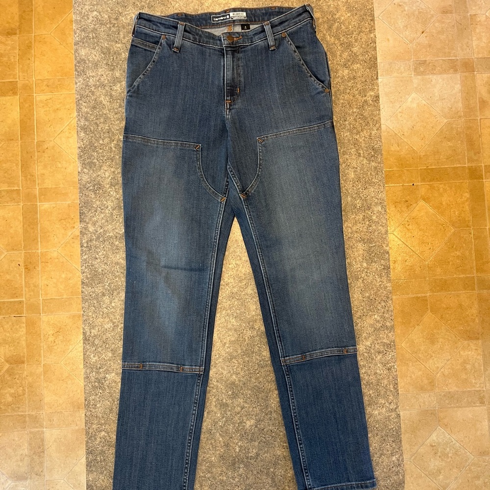 Carhart Woman’s Denim Jeans Relaxed Fit Size 8Tall Double Front